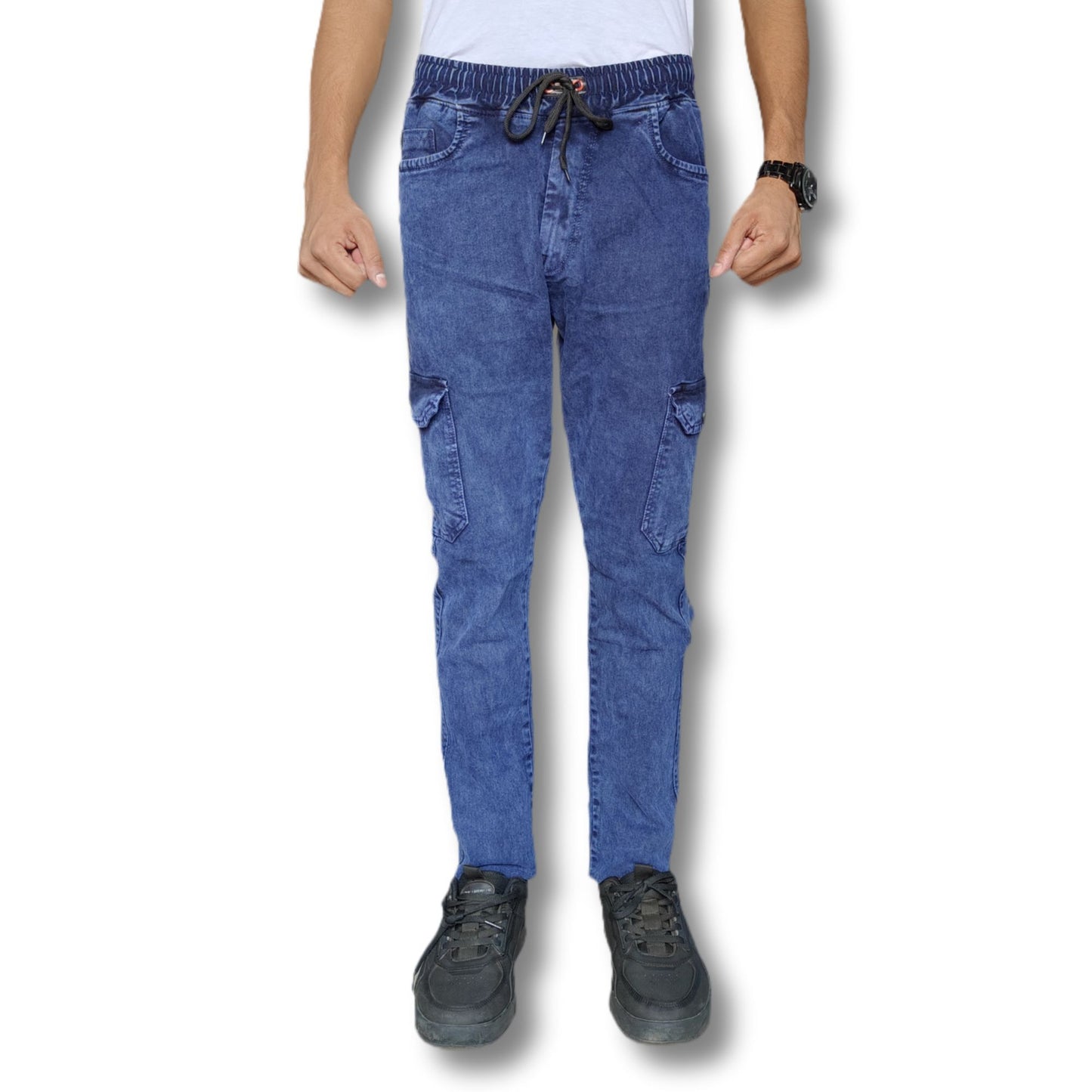 Denim Cargo Joggers