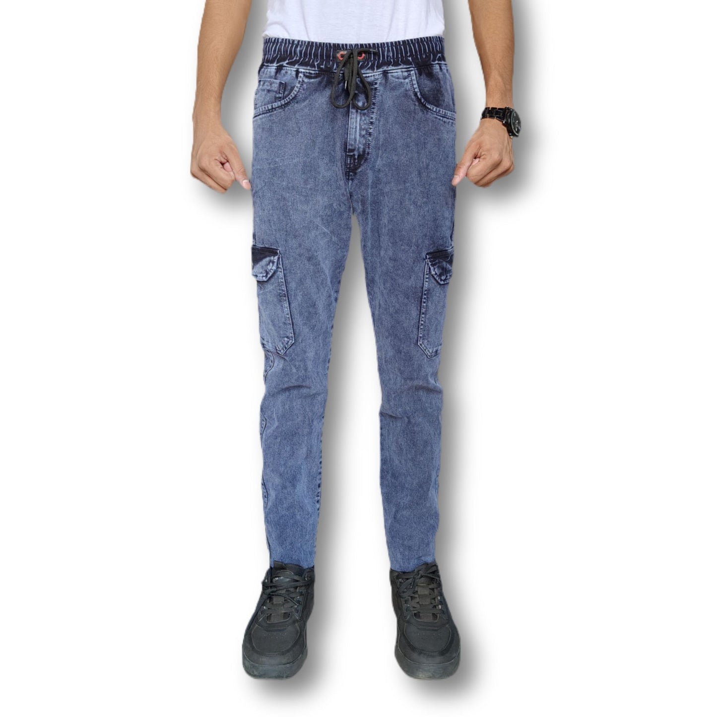 Denim Cargo Joggers